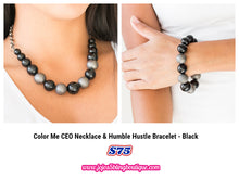 Load image into Gallery viewer, Color Me CEO Necklace & Humble Hustle Bracelet - Black Set S75