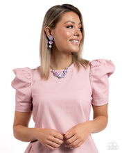 Load image into Gallery viewer, Paparazzi ♥ Bouquet Brilliance Necklace &amp; Balanced Bouquet Clip-on Earrings - Purple ♥ 2-piece Set S136