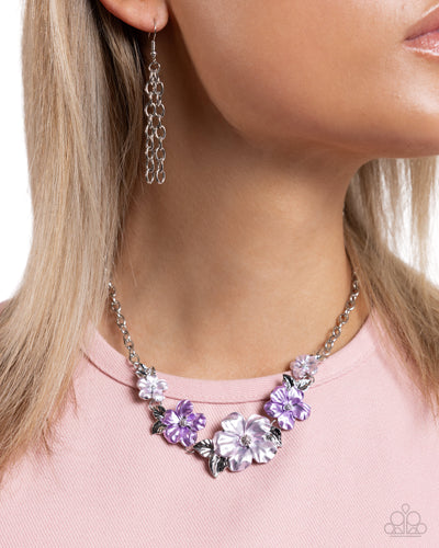 Paparazzi ♥ Bouquet Brilliance Necklace & Balanced Bouquet Clip-on Earrings - Purple ♥ 2-piece Set S136