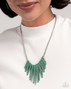 Paparazzi ♥ Fashionable Fringe Necklace & Colored Cameo Bracelet - Green 2-Piece Set ♥ S165