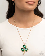 Load image into Gallery viewer, Paparazzi ♥ Lucky Lullaby Necklace &amp; Lucky Luster Earrings - Green Set ♥ S235