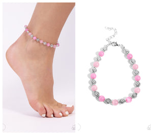 Paparazzi ♥ Beachy Bouquet - Pink ♥ Anklet A22