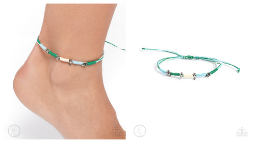 Paparazzi ♥ Turtle Task - Multi Green ♥ Anklet A42