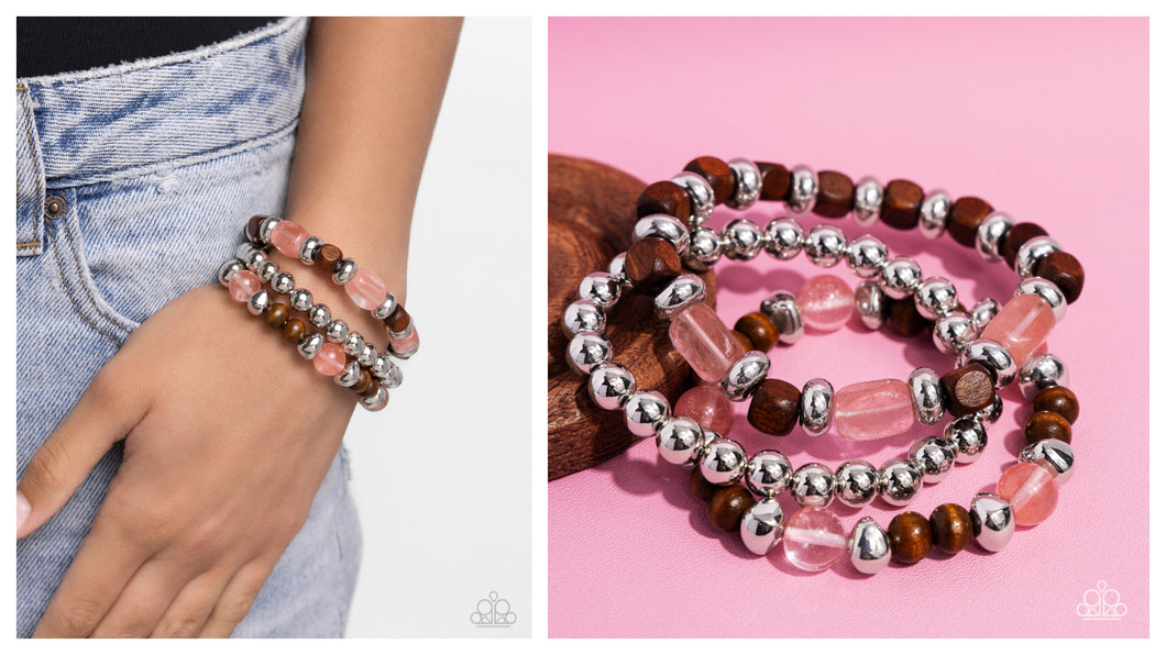 Paparazzi ♥ DIVERSIFIED Wood - Pink ♥ B860