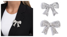 Load image into Gallery viewer, Paparazzi ♥ Bow Bravado - White ♥ Brooch BR13