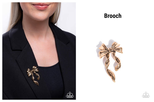 Paparazzi ♥ Bow Bonanza - Gold ♥ Brooch BR1