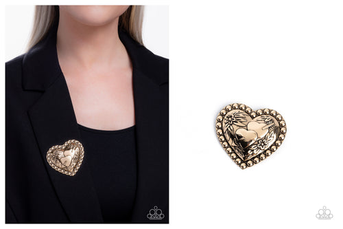 Paparazzi ♥ A Breath of Fresh Romance - Gold ♥ Brooch BR6