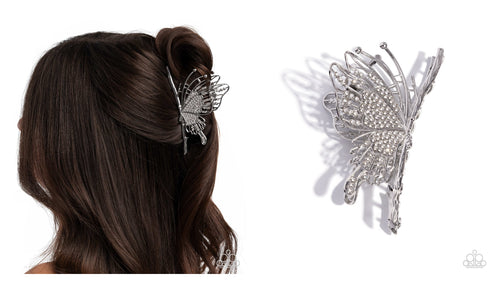 Paparazzi ♥ Layered Landing - White ♥ Hair Clip C52