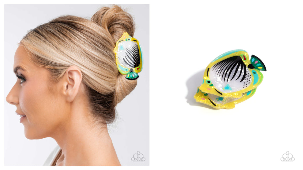 Paparazzi ♥ Tropical Tail - Yellow ♥ Hair Clip C56