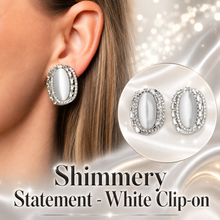 Load image into Gallery viewer, Paparazzi ♥ Shimmery Statement - White ♥ Clip-On E2340