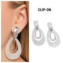 Load image into Gallery viewer, Paparazzi ♥ Tattered Teardrop - Silver ♥ Clip-On E1531