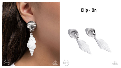 Paparazzi ♥ Coastal Collage - White ♥ Clip-On E1887