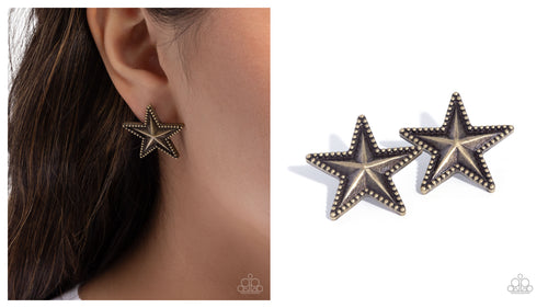 Paparazzi ♥ Staunch Studs - Brass ♥ Post E2001