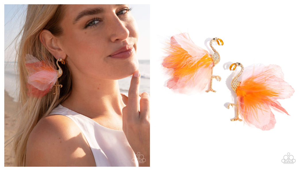 Paparazzi ♥ Feathered Flamingo - Orange ♥ Post E2006