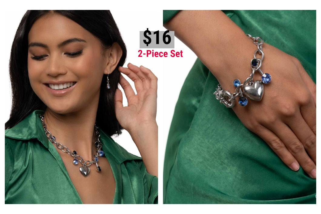 Paparazzi ♥  Seesaw Statement Necklace & Seesaw Shimmer Bracelet - Blue  ♥ 2-Piece Set S178