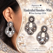 Load image into Gallery viewer, Paparazzi ♥ Handcrafted Horseshoe - White ♥ Post Earrings EX98