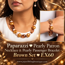 Load image into Gallery viewer, Paparazzi ♥ Pearly Patron Necklace &amp; Pearly Passenger Bracelet - Brown Set ♥ Set EX60