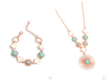 Load image into Gallery viewer, Paparazzi ♥ Sunburst Splendor Bracelet &amp; Sunburst Style Necklace ♥ Copper Set S100