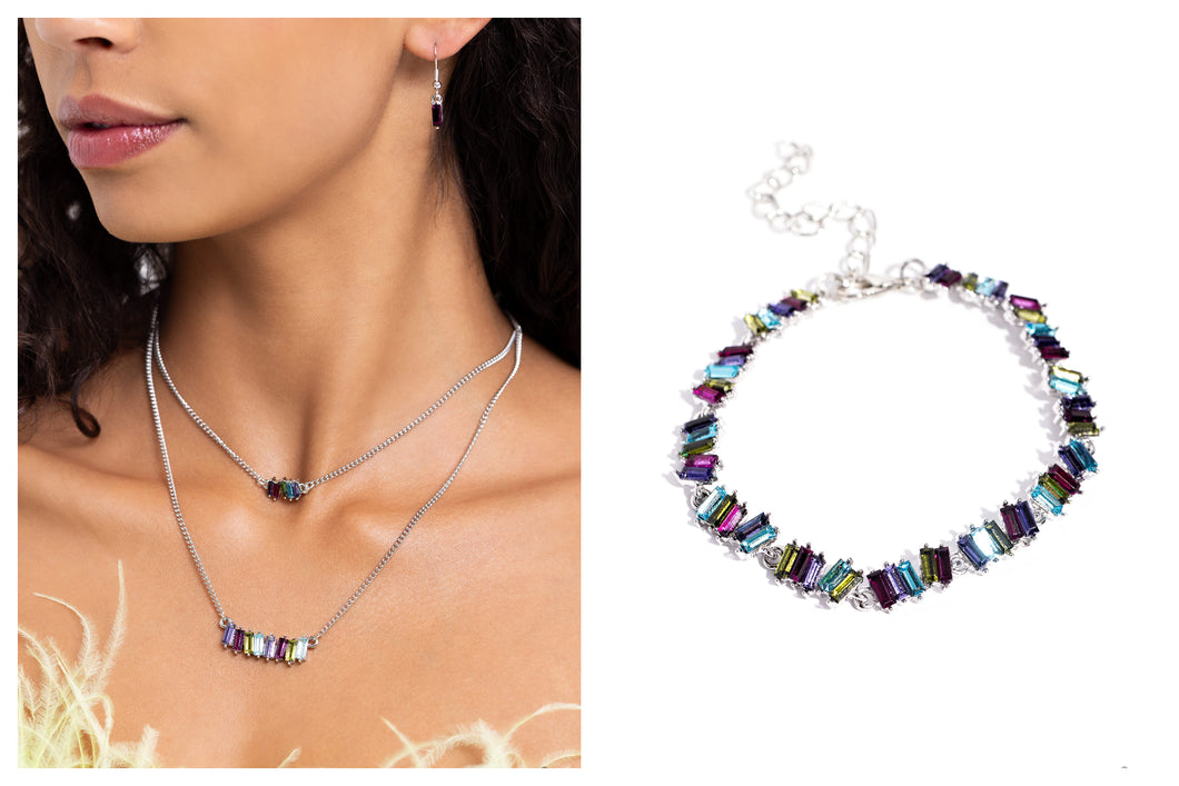 Paparazzi ♥ Easygoing Emeralds Necklace & Emerald Ensemble Bracelet - Multi Set ♥ S108