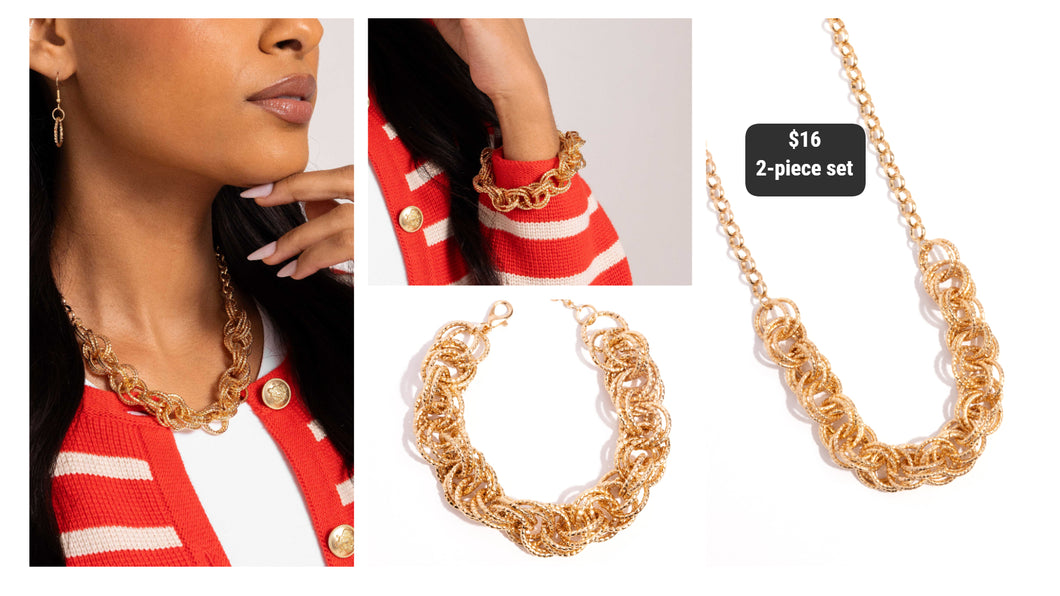 Paparazzi ♥ Urban Acoustics Necklace & Audible Shimmer Bracelet - Gold Set ♥ S120