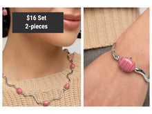 Load image into Gallery viewer, Paparazzi ♥ Striped Season Necklace &amp; Striped Sensation Bracelets - Pink ♥ S131