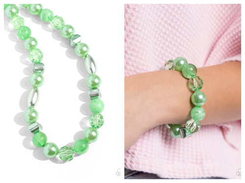 Paparazzi ♥ Plentiful Pearls Necklace & Plentiful Pigment Bracelet - Green Set ♥ S133