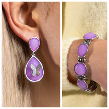 Load image into Gallery viewer, Paparazzi ♥ BRIGHT This Sway Post Earrings &amp; In All the BRIGHT Places Bracelet - Purple ♥ 2-piece Set S134