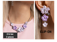 Load image into Gallery viewer, Paparazzi ♥ Bouquet Brilliance Necklace &amp; Balanced Bouquet Clip-on Earrings - Purple ♥ 2-piece Set S136
