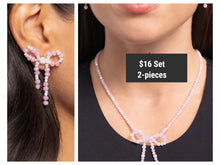 Load image into Gallery viewer, Paparazzi ♥ Somebody I Used to BOW Necklace &amp; The BOW Must Go On Earrings - Pink ♥ 2-pieces Set S138