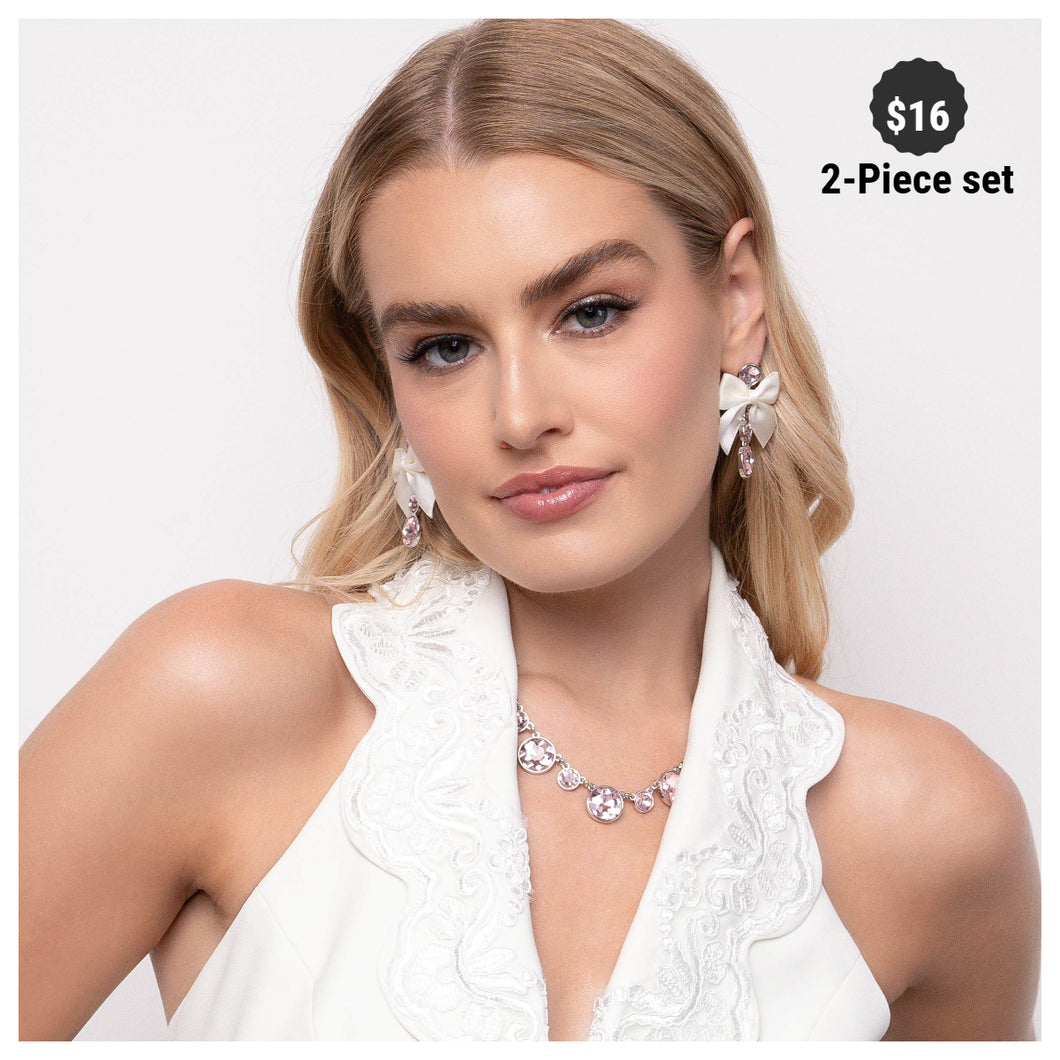 Paparazzi ♥ Genteel Gallery Necklace & Genteel Glam Post Earrings - Pink Set ♥ S147