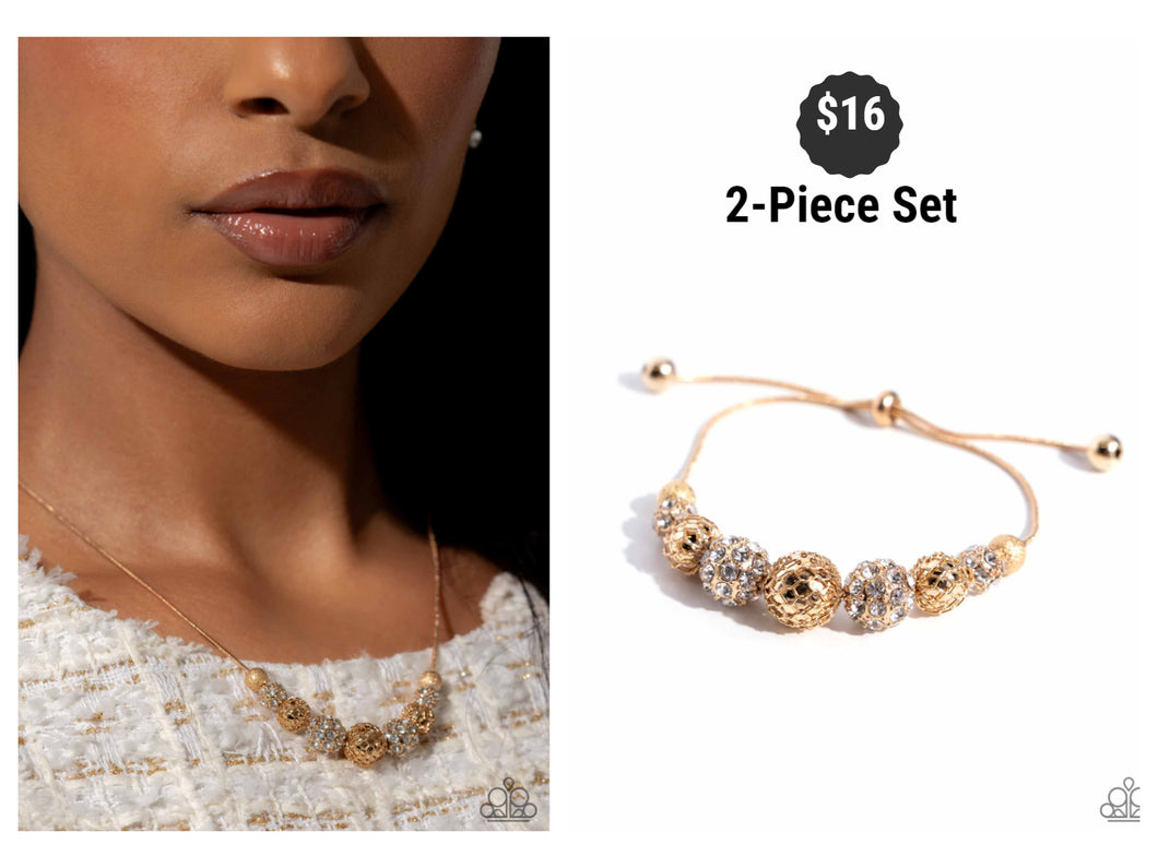 Paparazzi ♥ Gilded Gift Necklace & Steampunk Season Bracelet - Gold Set ♥ S148