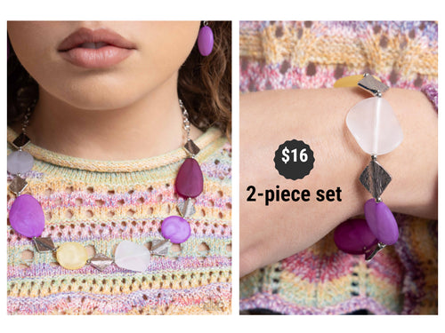 Paparazzi ♥ Reflective Redux Necklace & Reflective Ratio Bracelet - Purple Set ♥ S151