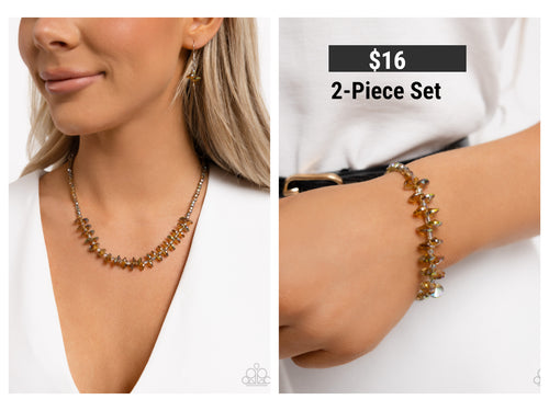 Paparazzi ♥ Flickering Fashion Necklace & Flickering Facade Bracelet - Multi Set ♥ S157