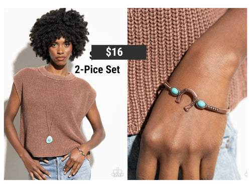 Paparazzi ♥ Horseshoe Hoedown Necklace & Horseshoe Habit Bracelet - Copper Set ♥ S162
