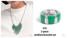 Load image into Gallery viewer, Paparazzi ♥ Fashionable Fringe Necklace &amp; Colored Cameo Bracelet - Green 2-Piece Set ♥ S165