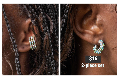 Paparazzi ♥ Iridescent Influence Cuff Earring & Iridescent Improv Post Earring - Multi Set ♥ S172