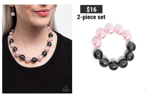 Paparazzi ♥ Lacy Lady Necklace &  Lacy Leisure Bracelet - Pink Set ♥ S173
