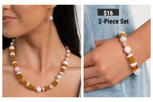 Load image into Gallery viewer, Paparazzi ♥ Porcelain Pizzazz Necklace &amp;  Porcelain Pattern Bracelet  - Pink Set ♥ S180