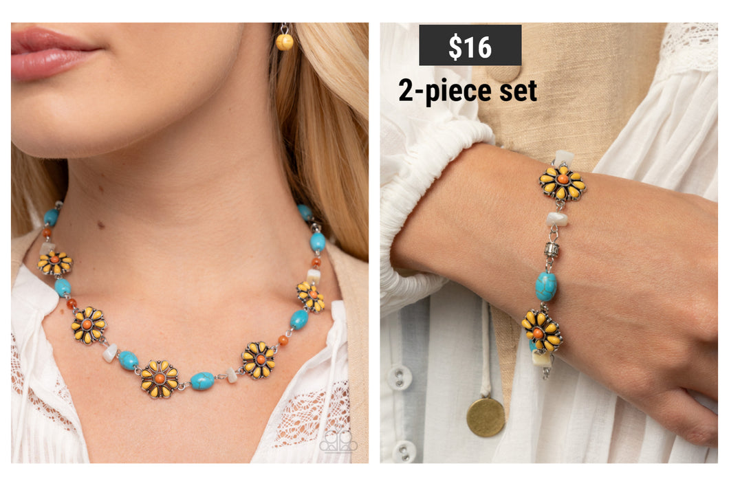 Paparazzi ♥ Chill Country Necklace & -Triumphant Trellis Bracelet - Yellow Set  ♥ S187
