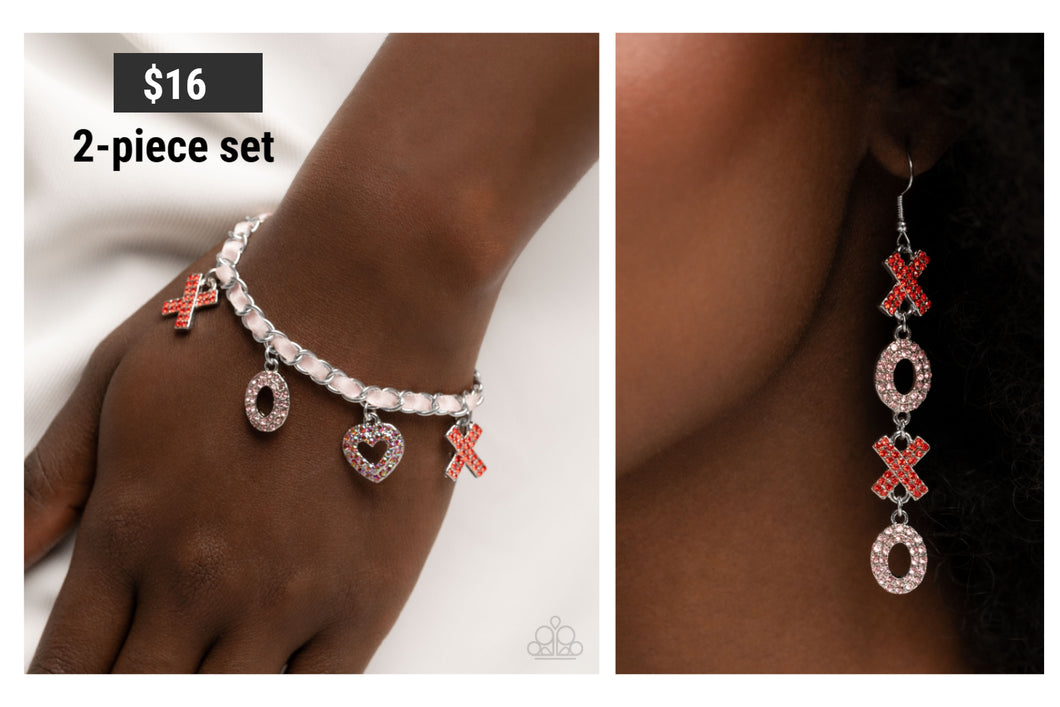 Paparazzi ♥ Courting Change Bracelet & XOXO Stream Earrings - Multi Set  ♥ S188