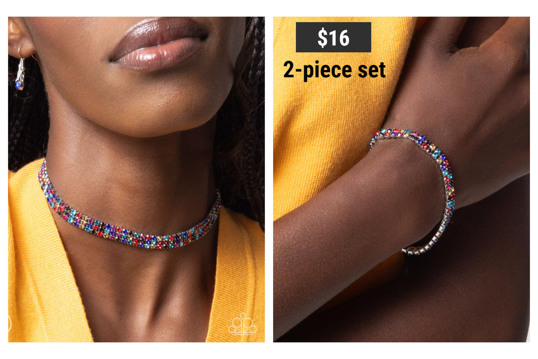 Paparazzi ♥ Terrific Trio Necklace & Thrilling Trio Bracelet - Multi Set  ♥ S191