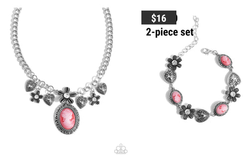 Paparazzi ♥ Vintage Story Necklace & Ageless Account Bracelet - Red Set ♥ S193