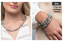 Load image into Gallery viewer, Paparazzi ♥ Southwestern Story Necklace &amp; Southwestern Surprise Bracelet - Blue Set ♥ S205