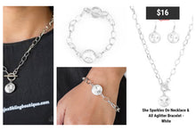 Load image into Gallery viewer, She Sparkles On Necklace &amp; All Aglitter Bracelet - White S26