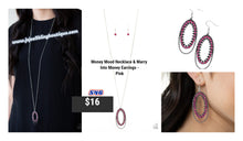 Load image into Gallery viewer, Money Mood Necklace &amp;  Marry Into Money Earrings - Pink S46