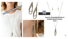 Load image into Gallery viewer, Step Into The Spotlight Necklace &amp;  Spotlight Splendor Earrings - Brass S48