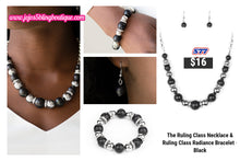 Load image into Gallery viewer, The Ruling Class Necklace &amp; Ruling Class Radiance Bracelet Set - Black S77