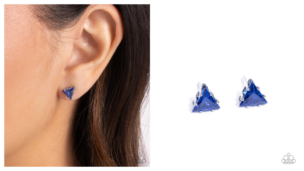 Paparazzi ♥ Triangular Twinkle - Blue ♥ Post Stud E1916