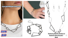 Load image into Gallery viewer, Shattering Records Necklace &amp; Shattered Shine Bracelet - Black S54